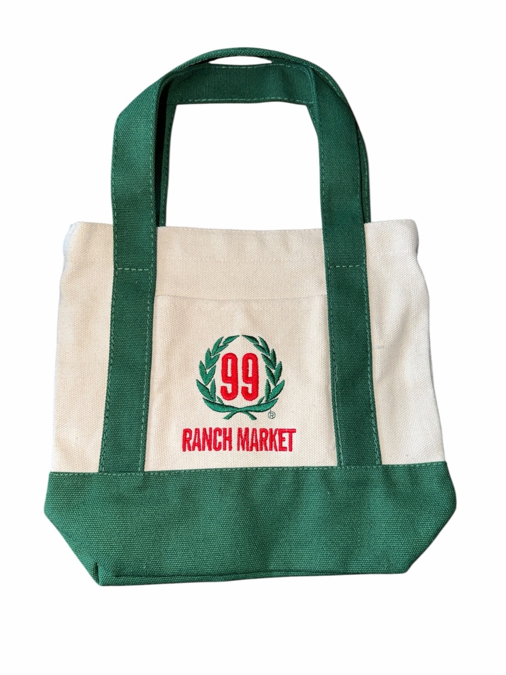 99 Ranch Market mini Green & Cream Canvas Tote Bag